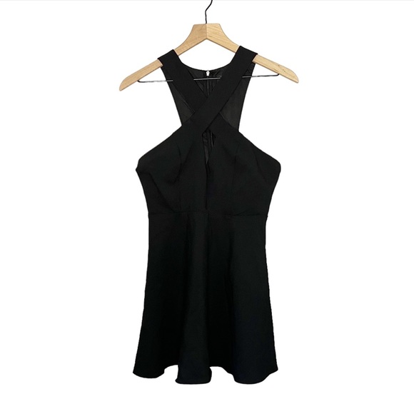 Lulu's Cross Front Sleeveless Norma Swing Skater Dress in Black S - Picture 2 of 8